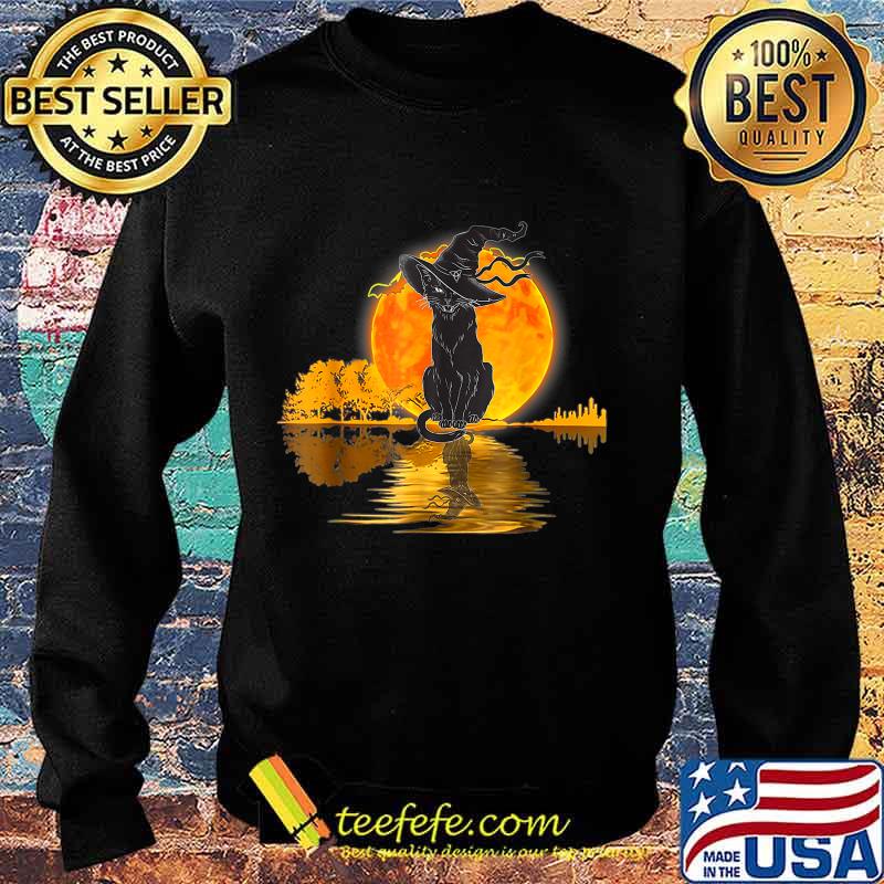 Vintage Halloween Scary Black Cat Witch Hat Moon Witchy Gift T-Shirt Sweater Vintage Halloween Scary Black Cat Witch Hat Moon Witchy Gift T-Shirt Sweater