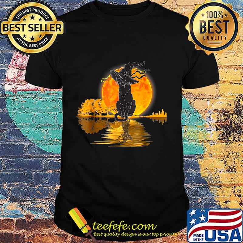 Vintage Halloween Scary Black Cat Witch Hat Moon Witchy Gift T-Shirt Vintage Halloween Scary Black Cat Witch Hat Moon Witchy Gift T-Shirt