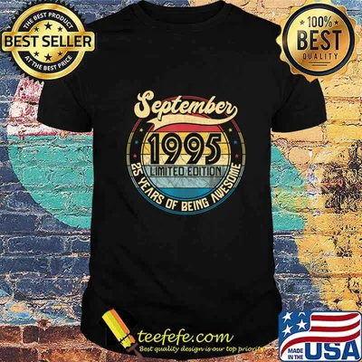 Vintage Retro September 1995 25th Birthday Gift 25 Years Old T-Shirt