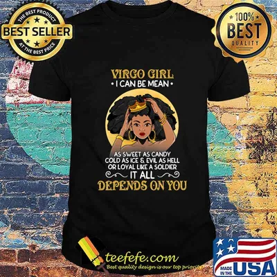 Virgo Girls Black Queen August September Birthday Gifts T-Shirt