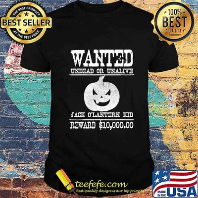Wanted Halloween Jack O'Lantern Pumpkin Western Poster Funny T-Shirt