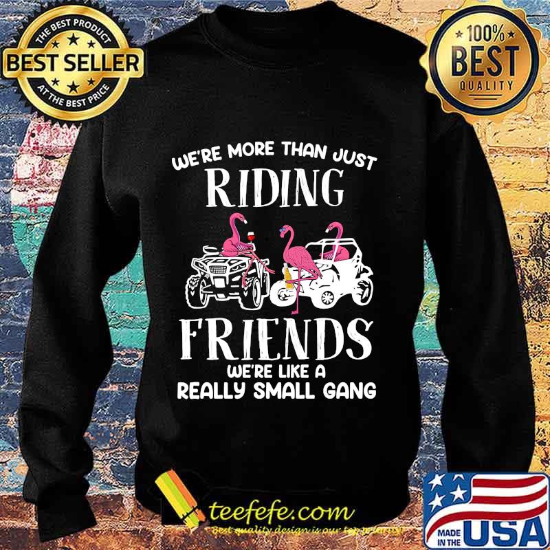 WE'RE MORE THAN JUST RIDING FRIENDS WE'RE LIKE A REALLY SMALL GANG ATV FLAMINGOS SHIRT Sweater WE'RE MORE THAN JUST RIDING FRIENDS WE'RE LIKE A REALLY SMALL GANG ATV FLAMINGOS SHIRT Sweater
