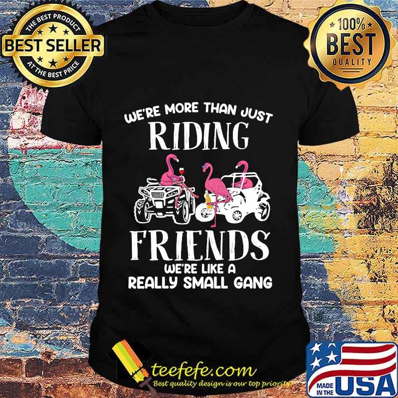 WE'RE MORE THAN JUST RIDING FRIENDS WE'RE LIKE A REALLY SMALL GANG ATV FLAMINGOS SHIRT WE'RE MORE THAN JUST RIDING FRIENDS WE'RE LIKE A REALLY SMALL GANG ATV FLAMINGOS SHIRT