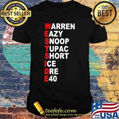 Westside warren eazy snoop tupac short ice dre e40 shirt