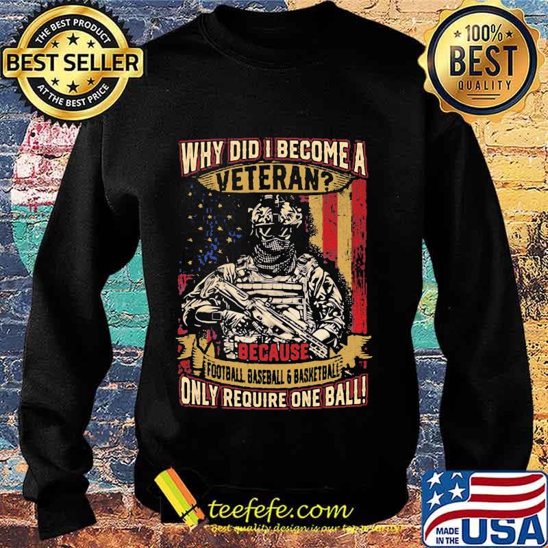 Why Did I Become A Veteran Because Football Baseball And Basketball Only Require One Ball Amrican Flag Independence Day Shirt Sweater Why Did I Become A Veteran Because Football Baseball And Basketball Only Require One Ball Amrican Flag Independence Day Shirt Sweater