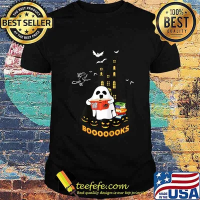 Womens Funny Halloween Ghost Reads Booooooks boo read books Gift T-Shirt