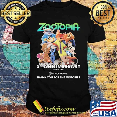 Zootopia 5th anniversary 2016 2020 thank for the memories signatures shirt