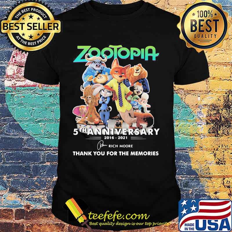 Zootopia 5th anniversary 2016 2020 thank for the memories signatures shirt