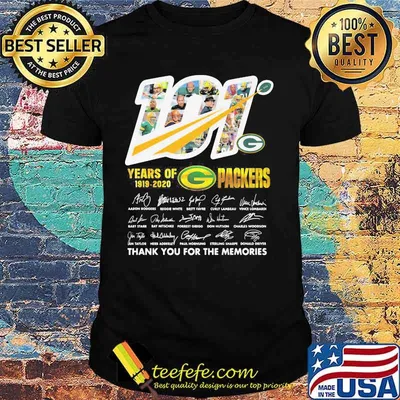 101 years of 1919 2020 green bay packers thank for the memories signatures shirt
