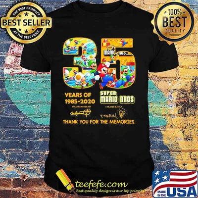 35 years of 1985 2020 super mario bros thank for the memories signatures shirt