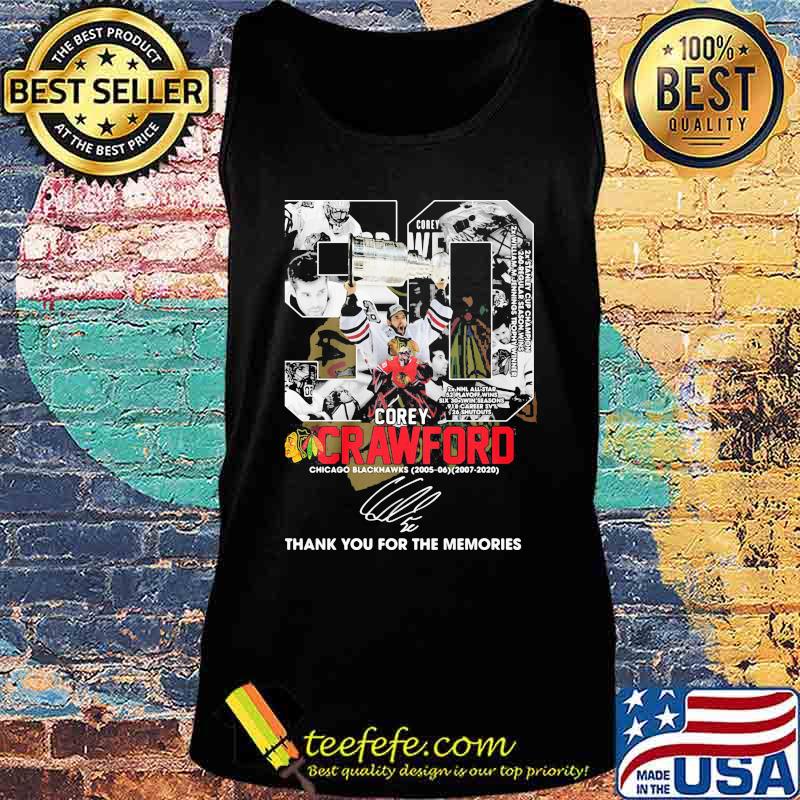 50 corey crawford chicago blackhawks 2006 2020 thank for the memories signatures s Tank top 50 corey crawford chicago blackhawks 2006 2020 thank for the memories signatures s Tank top