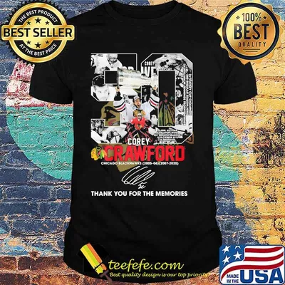 50 corey crawford chicago blackhawks 2006 2020 thank for the memories signatures shirt