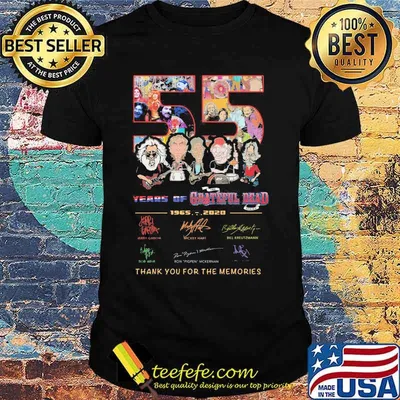 55 years of 1965 2020 grateful dead thank for the memories signatures shirt