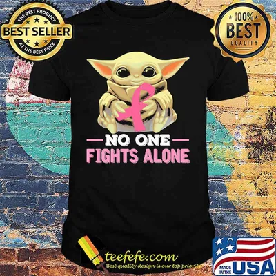 Baby yoda fights alone breast cancer awareness shirt