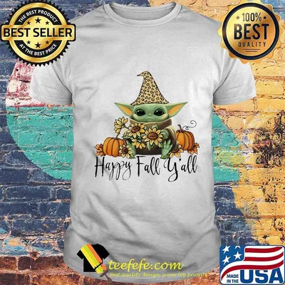 Baby yoda happy fall y'all sunflower shirt