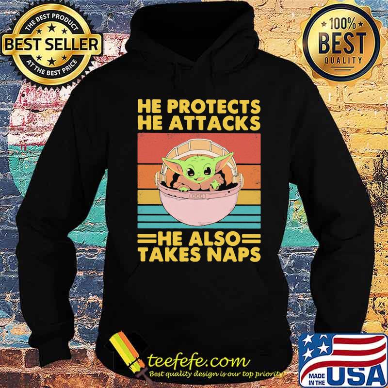 Baby yoda he protects he attacks he also takes naps vintage retro s Hoodie Baby yoda he protects he attacks he also takes naps vintage retro s Hoodie