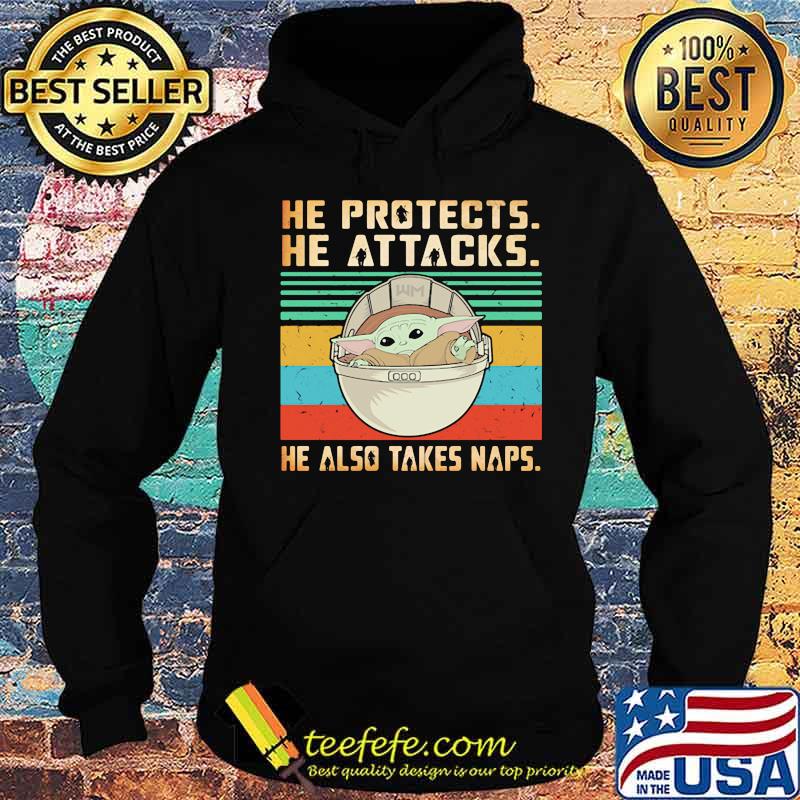 Baby yoda he protects he attacks he also takes naps vintage retro s Hoodie Baby yoda he protects he attacks he also takes naps vintage retro s Hoodie