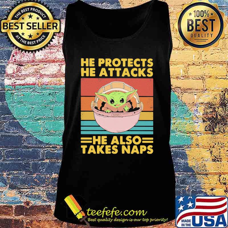 Baby yoda he protects he attacks he also takes naps vintage retro s Tank top Baby yoda he protects he attacks he also takes naps vintage retro s Tank top