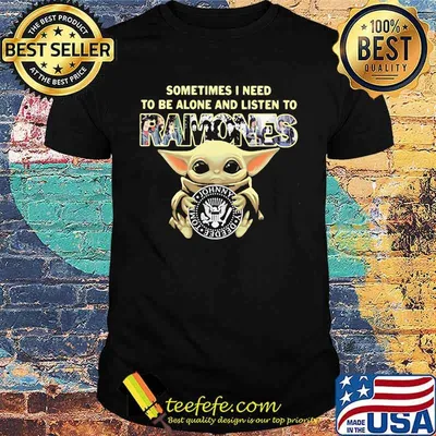 Baby yoda hug johnny sometimes i need to be alone and listen to ramones shirt