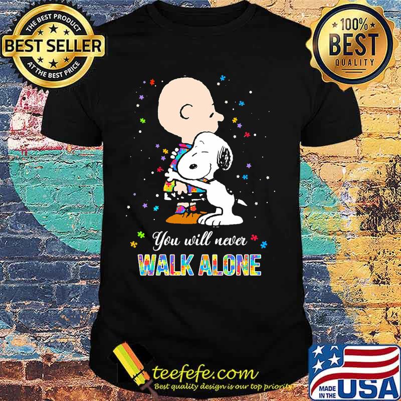 Charlie brown and snoopy autism you will never walk alone shirt