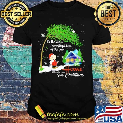 Charlie brown and snoopy it's the most wonderful time of the year all hearts come home for christmas shirt