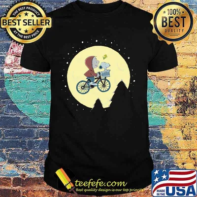 Charlie brown and snoopy riding bicycle moon shirt