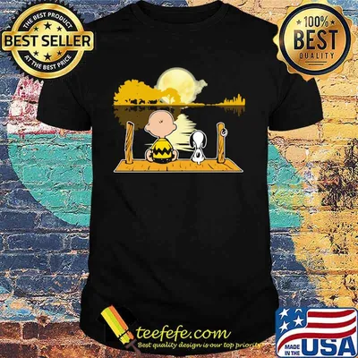 Charlie brown and snoopy sightseeing river guitar shirt