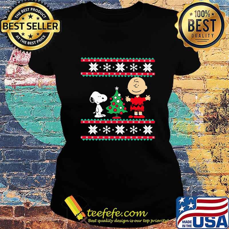Charlie brown and snoopy ugly christmas s Ladies tee Charlie brown and snoopy ugly christmas s Ladies tee