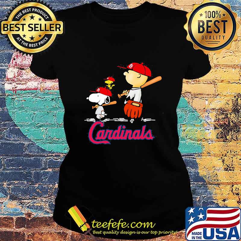 Charlie brown snoopy and woodstock cardinals baseball s Ladies tee Charlie brown snoopy and woodstock cardinals baseball s Ladies tee