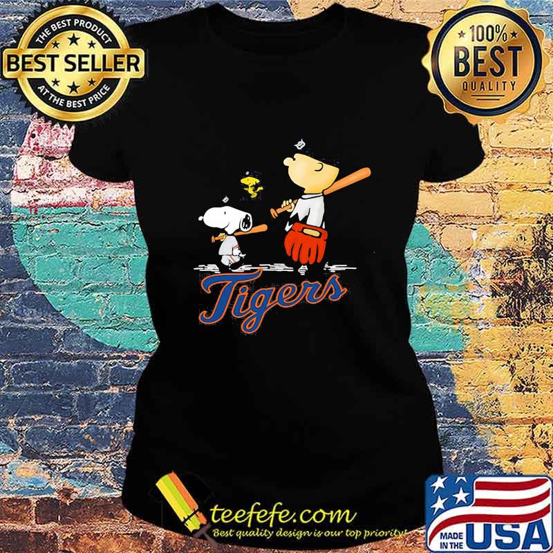 Charlie brown snoopy and woodstock detroit tigers baseball s Ladies tee Charlie brown snoopy and woodstock detroit tigers baseball s Ladies tee