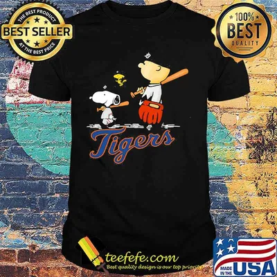 Charlie brown snoopy and woodstock detroit tigers baseball shirt