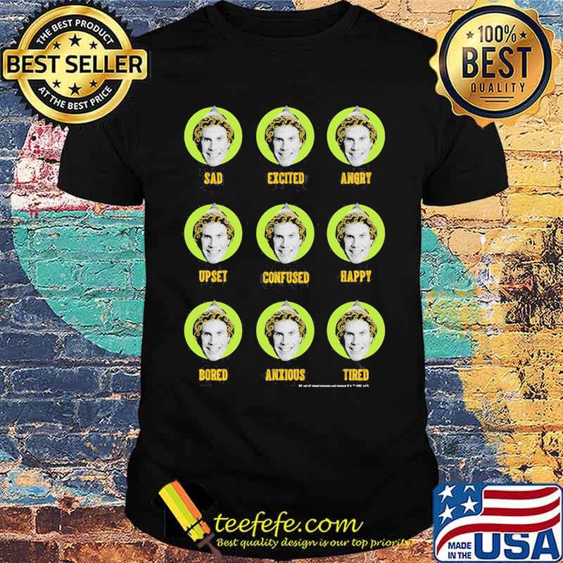 Christmas elf sad excited angry upset confused happy bored anxious tired shirt
