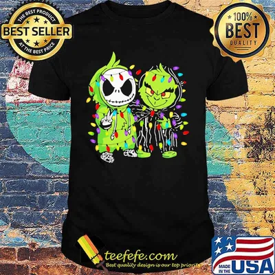 Christmas jack skellington and grinch lights shirt