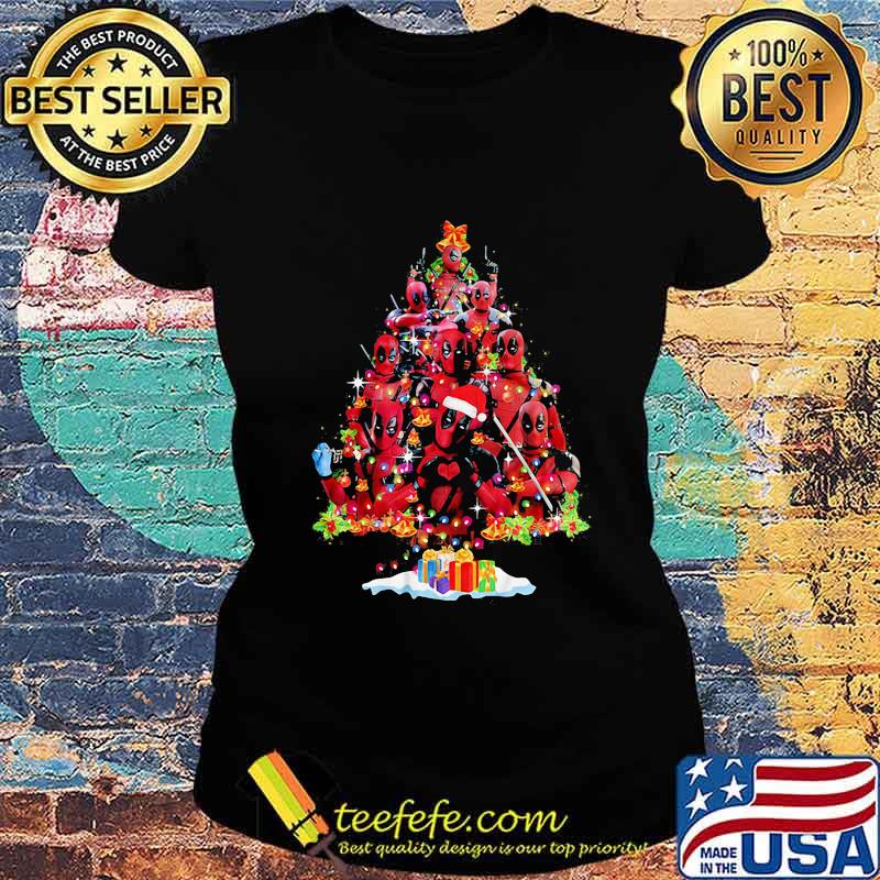 Deadpool cartoon merry christmas tree s Ladies tee Deadpool cartoon merry christmas tree s Ladies tee