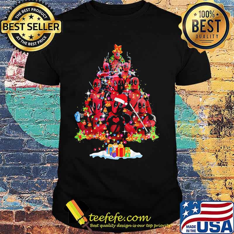 Deadpool cartoon merry christmas tree shirt