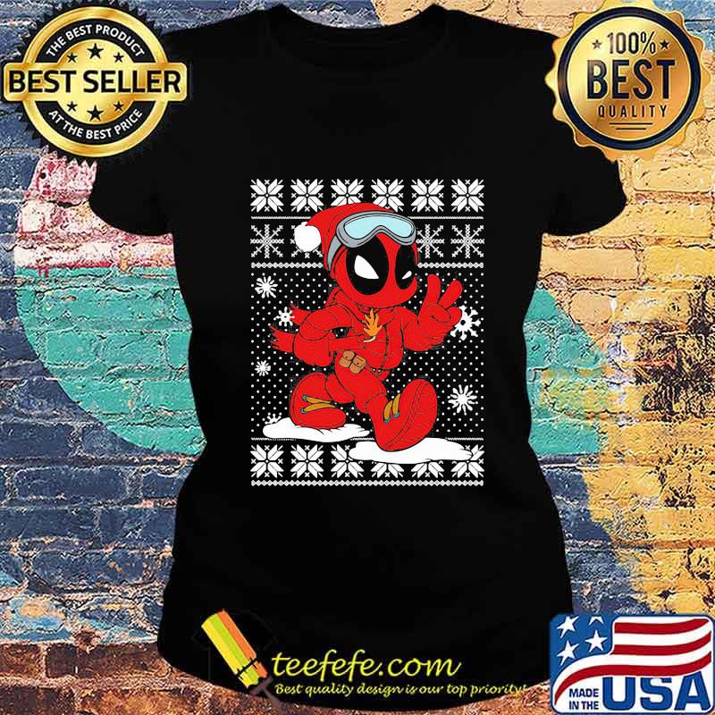 Deadpool cartoon ugly christmas s Ladies tee Deadpool cartoon ugly christmas s Ladies tee