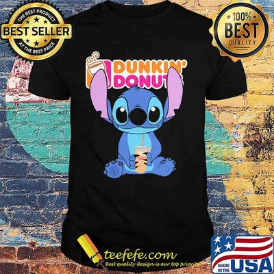 Disney stitch dunkin donuts logo shirt