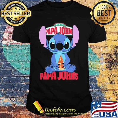 Disney stitch papa john logo shirt