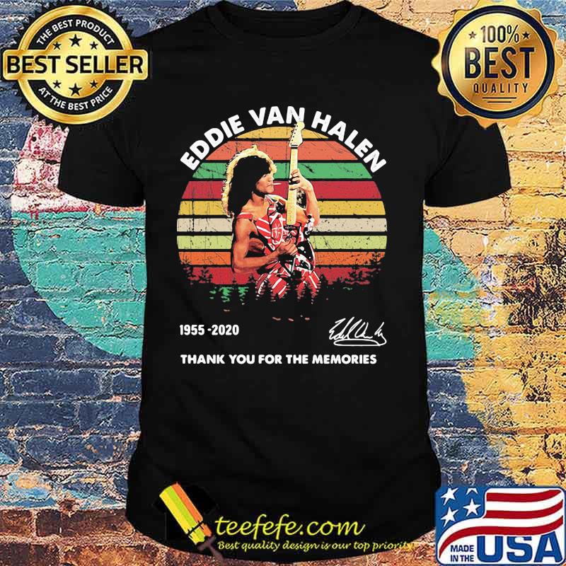 Eddie van halen 65th anniversary 1955 2020 thank for the memories signatures vintage retro shirt Eddie van halen 65th anniversary 1955 2020 thank for the memories signatures vintage retro shirt