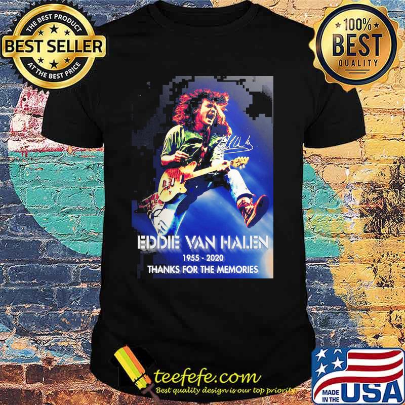 Eddie van halen playing guitar 1955 2020 thank for the memories signature shirt Eddie van halen playing guitar 1955 2020 thank for the memories signature shirt