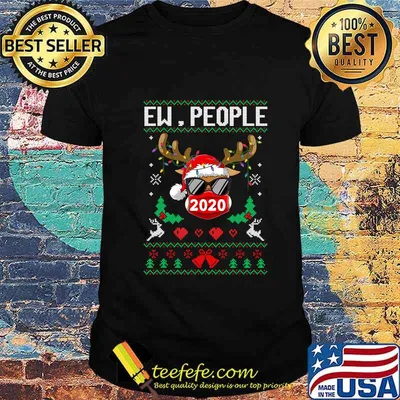 Ew People Reindeer Face Mask Ugly Christmas Pajama Family T-Shirt