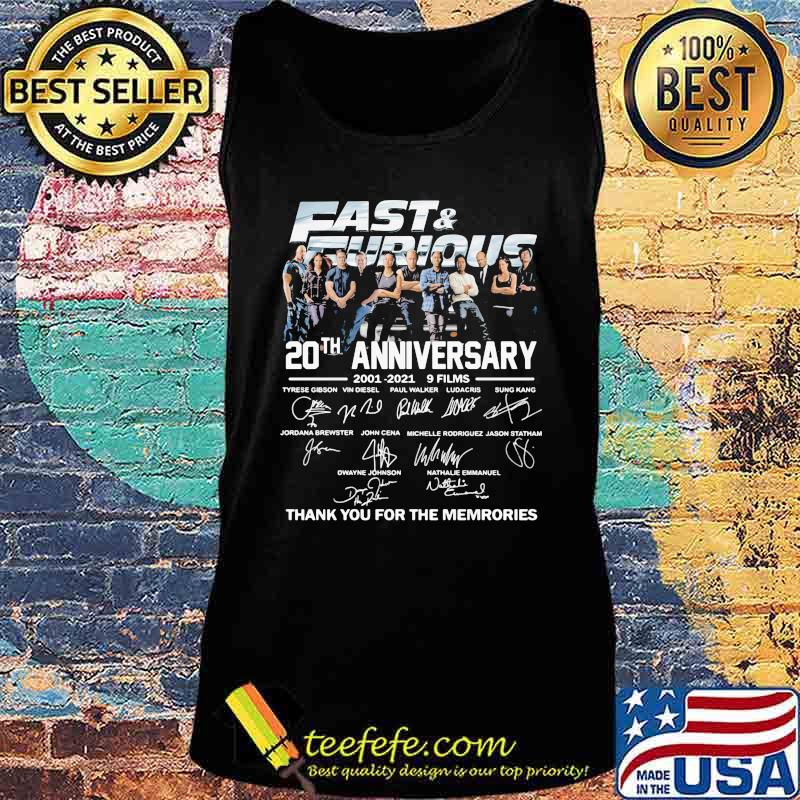 Fast and furious 20th anniversary 2001 2021 9 films thank for the memories signatures s Tank top Fast and furious 20th anniversary 2001 2021 9 films thank for the memories signatures s Tank top