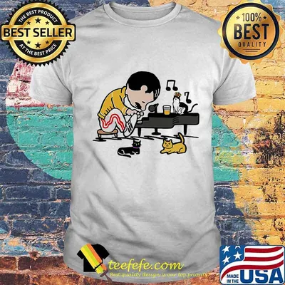 Freddie mercury playing piano with cats shirt