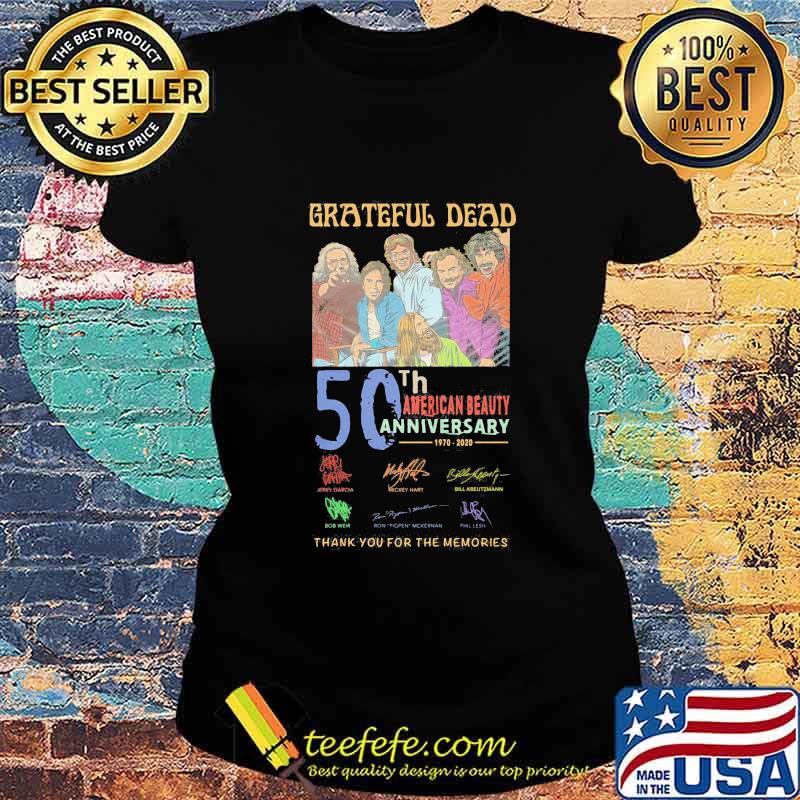 Grateful dead 55th american beauty anniversary 1965 2020 thank for the memories signatures s Ladies tee Grateful dead 55th american beauty anniversary 1965 2020 thank for the memories signatures s Ladies tee