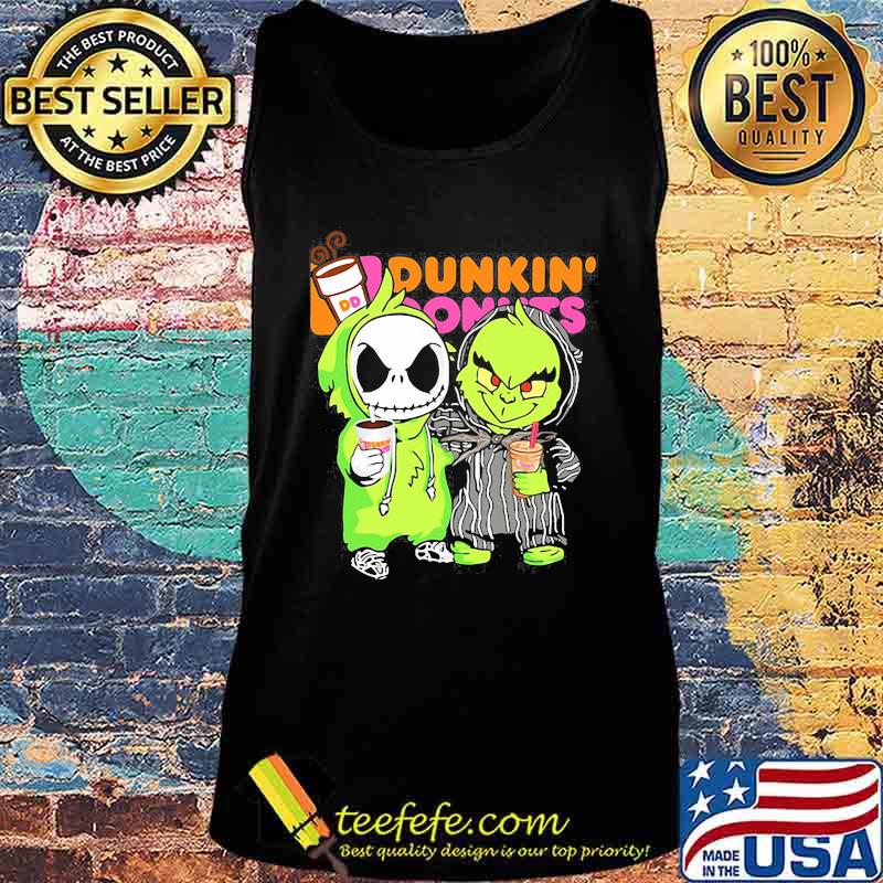 Grinch and jack skellington drink dunkin donuts s Tank top Grinch and jack skellington drink dunkin donuts s Tank top