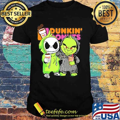 Grinch and jack skellington drink dunkin donuts shirt
