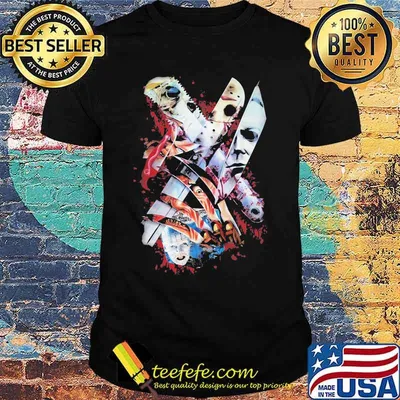 Halloween horror characters knife shirt