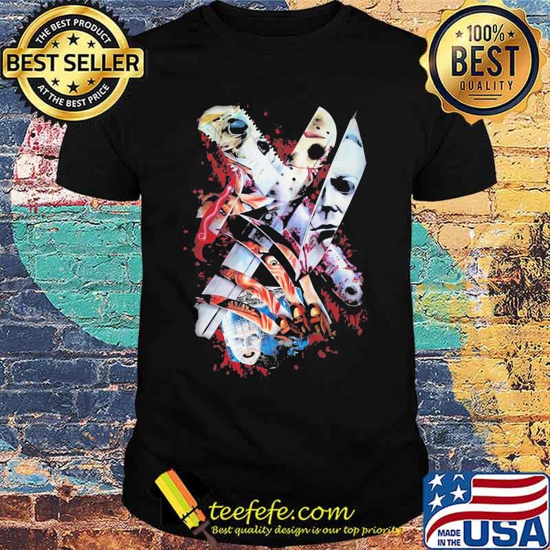 Halloween horror characters knife shirt