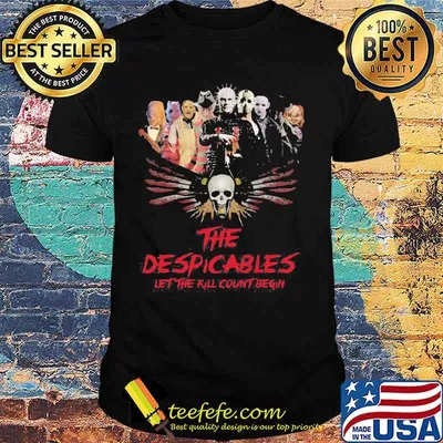 Halloween horror characters the despicables let the kill count begin skull shirt