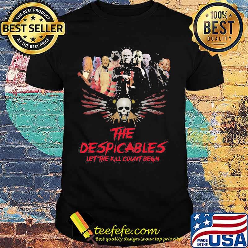 Halloween horror characters the despicables let the kill count begin skull shirt